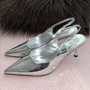 Silver Kitten Heels